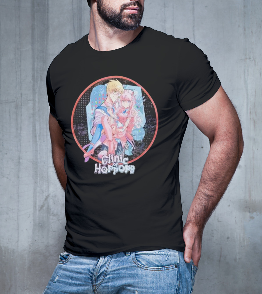 Clinic Of Horrors Anime Characters In Pink And Blue Circle T-Shirt