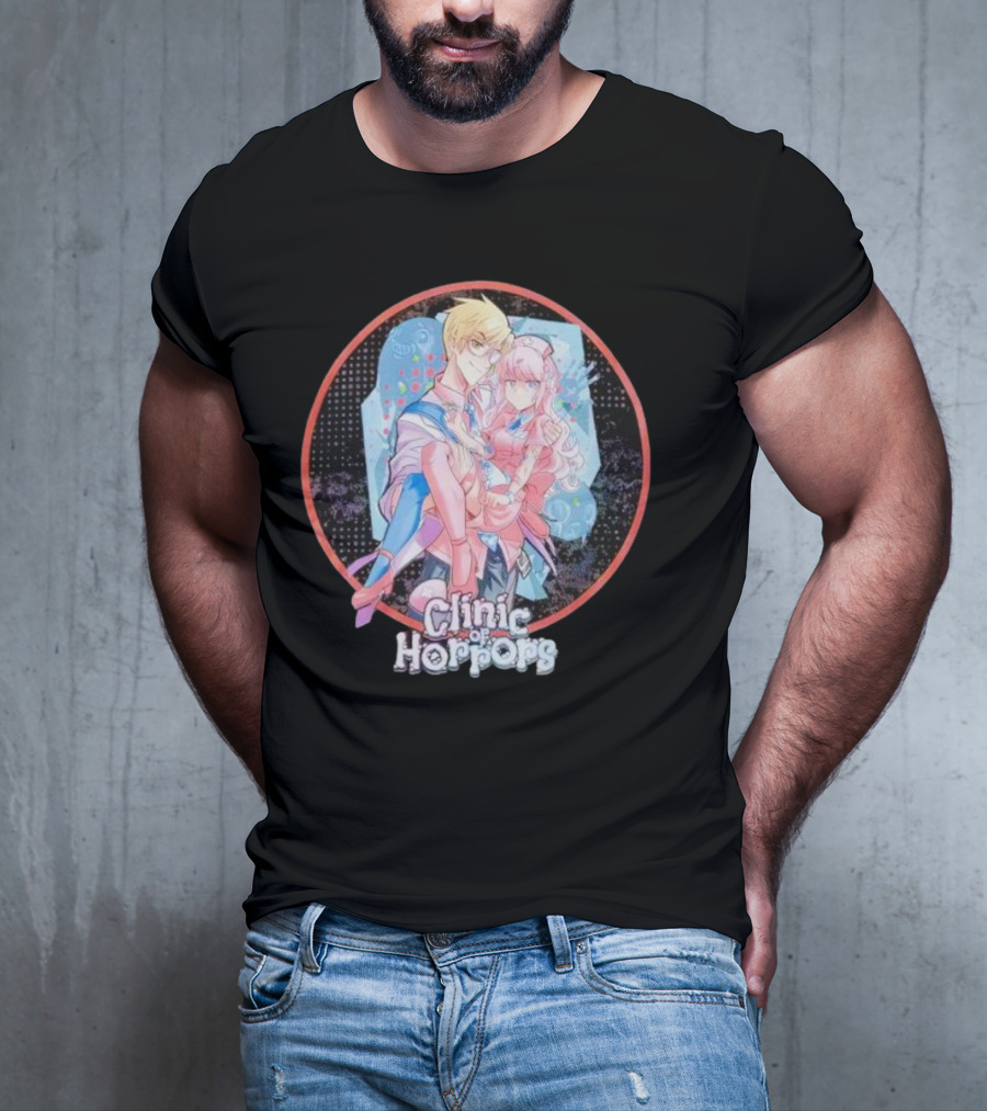 Clinic Of Horrors Anime Characters In Pink And Blue Circle T-Shirt