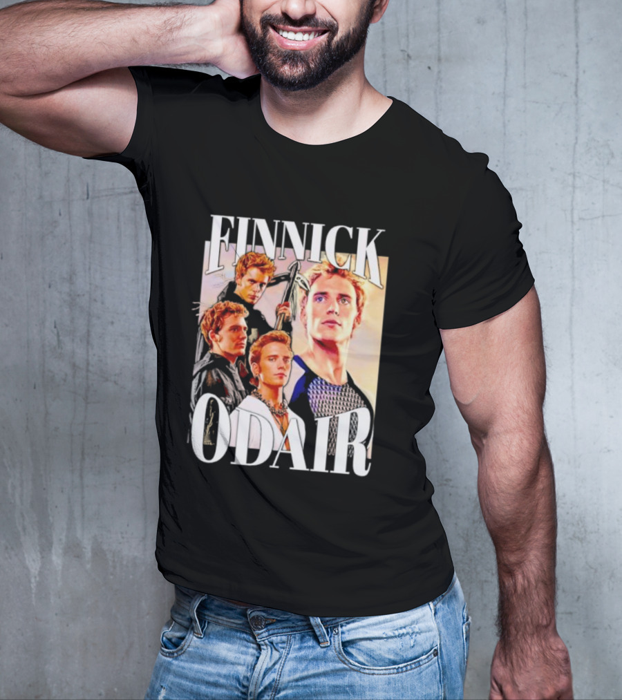 Finnick Odair Character Collage With Weaponry Elements T-Shirt