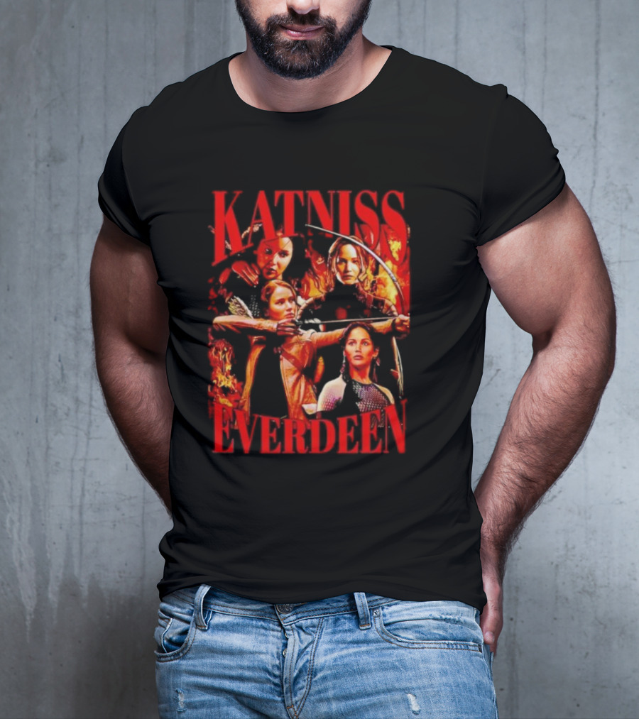 Katniss Everdeen Fiery Bow And Arrow Montage T-Shirt