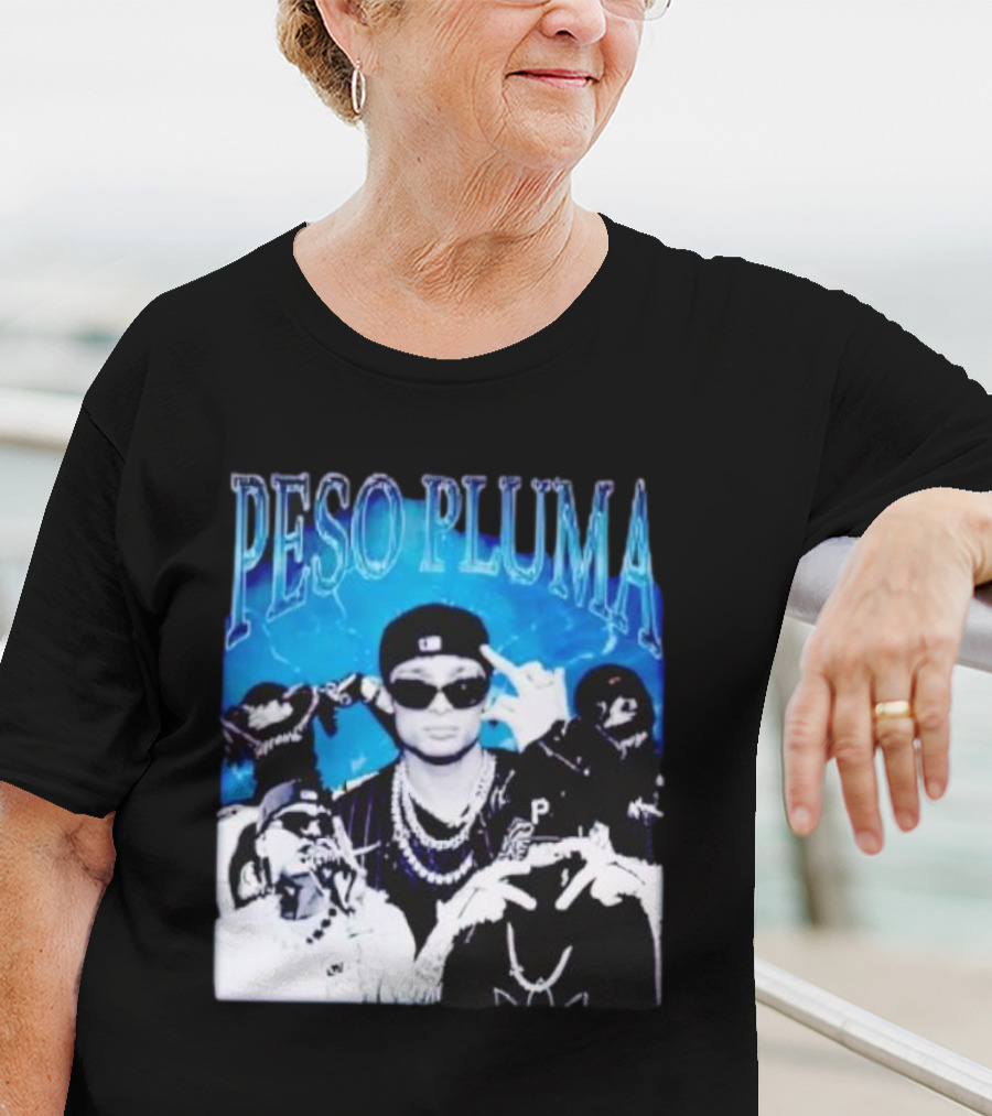 Peso Pluma Vintage Hip Hop Style Blue Tones T-Shirt