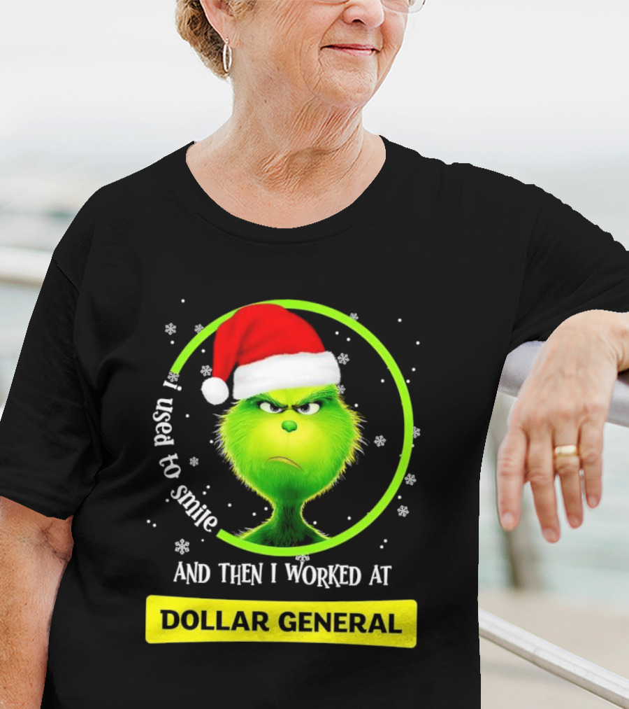 Santa Grinch I Used To Smile And Then I Worked At Dollar General Christmas T-Shirt