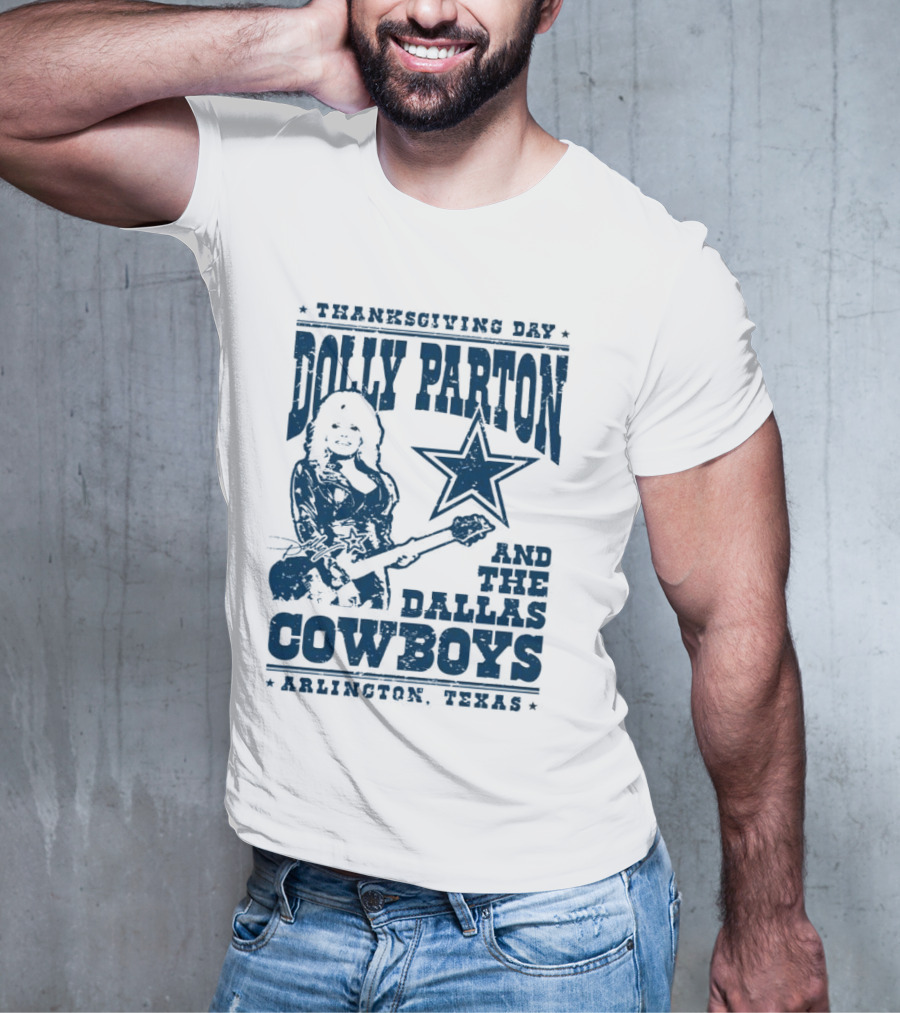 Thanksgiving Day Dolly Parton And The Dallas Cowboys Arlington Texas Star Guitar T-Shirt
