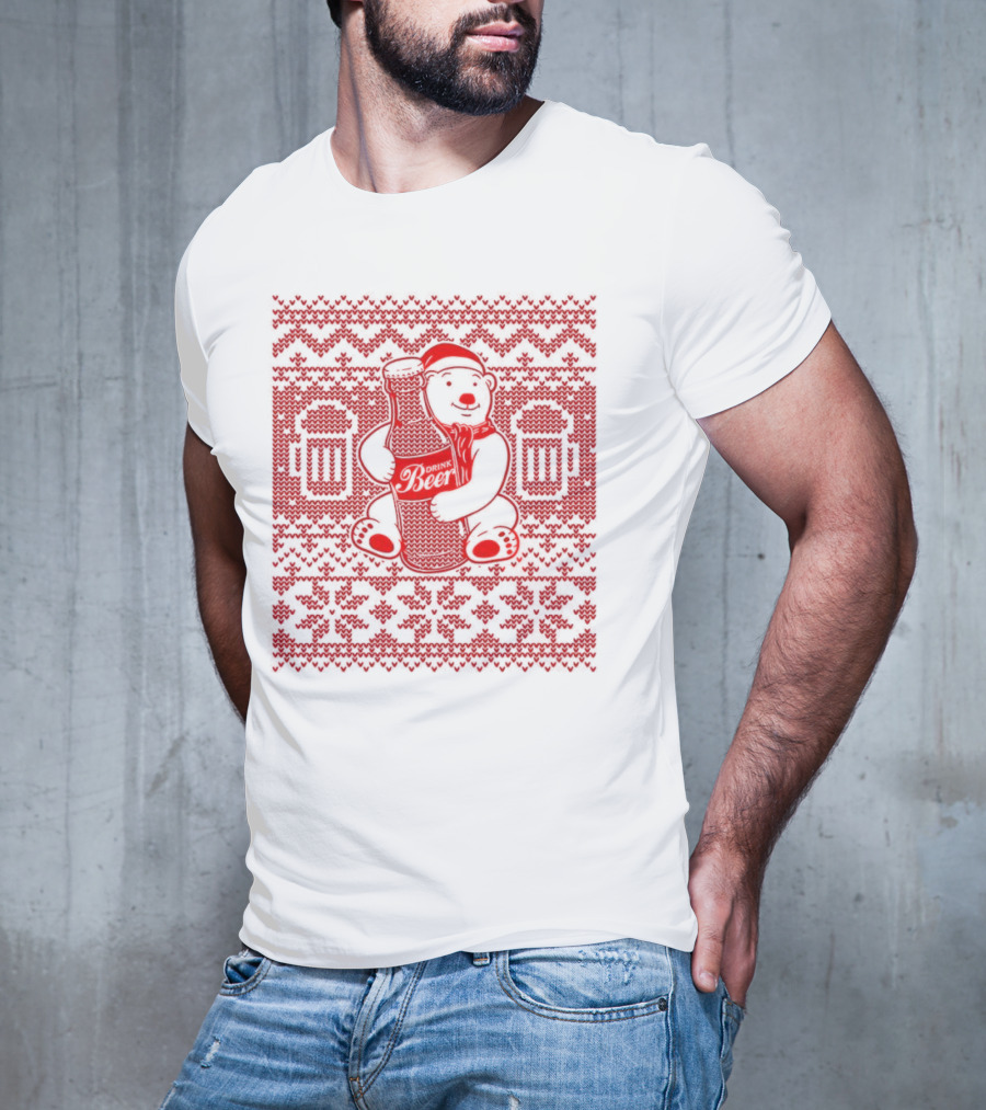 Bear Drink Beer Ugly Christmas T-Shirt
