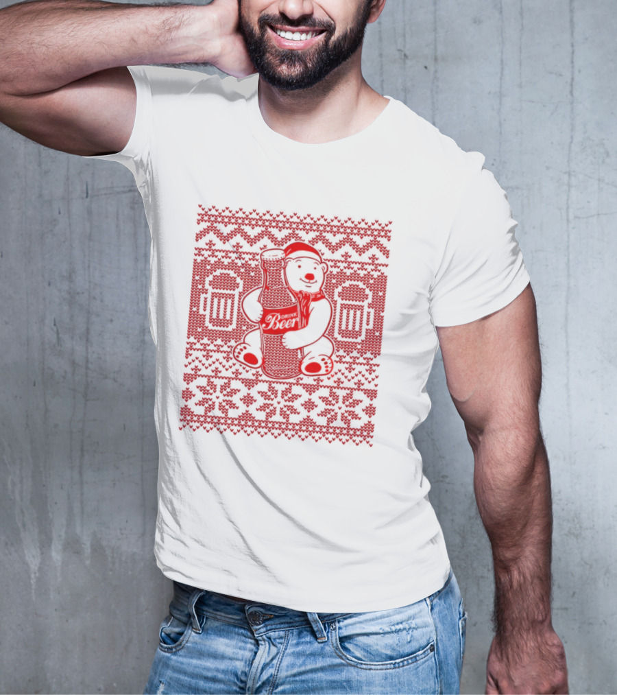 Bear Drink Beer Ugly Christmas T-Shirt