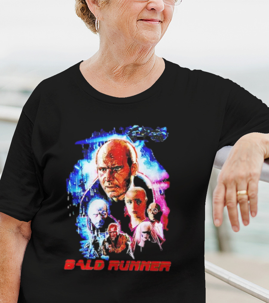 Bald Runner Sci-Fi Parody Character Montage T-Shirt