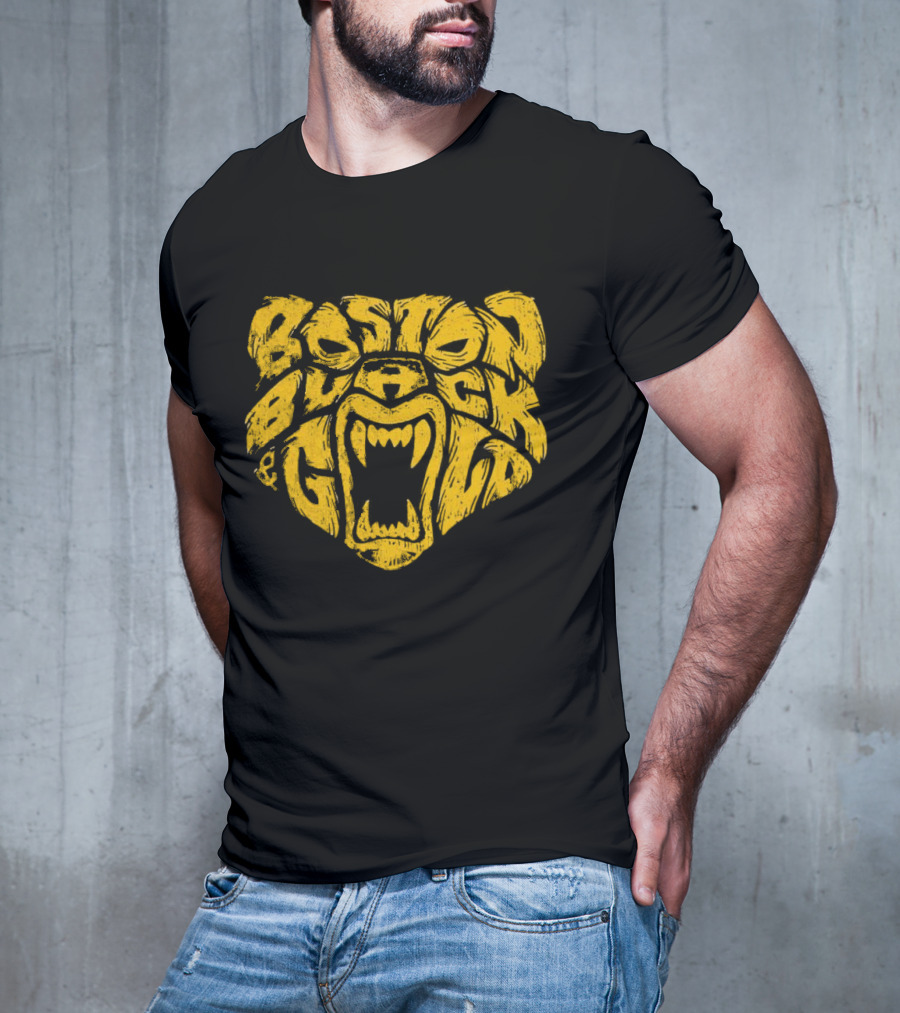 Boston Black And Gold Bear Face T-Shirt
