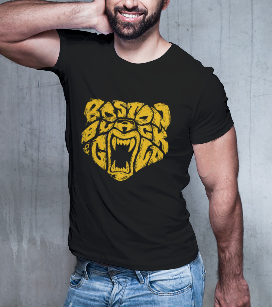 Boston Black And Gold Bear Face T-Shirt