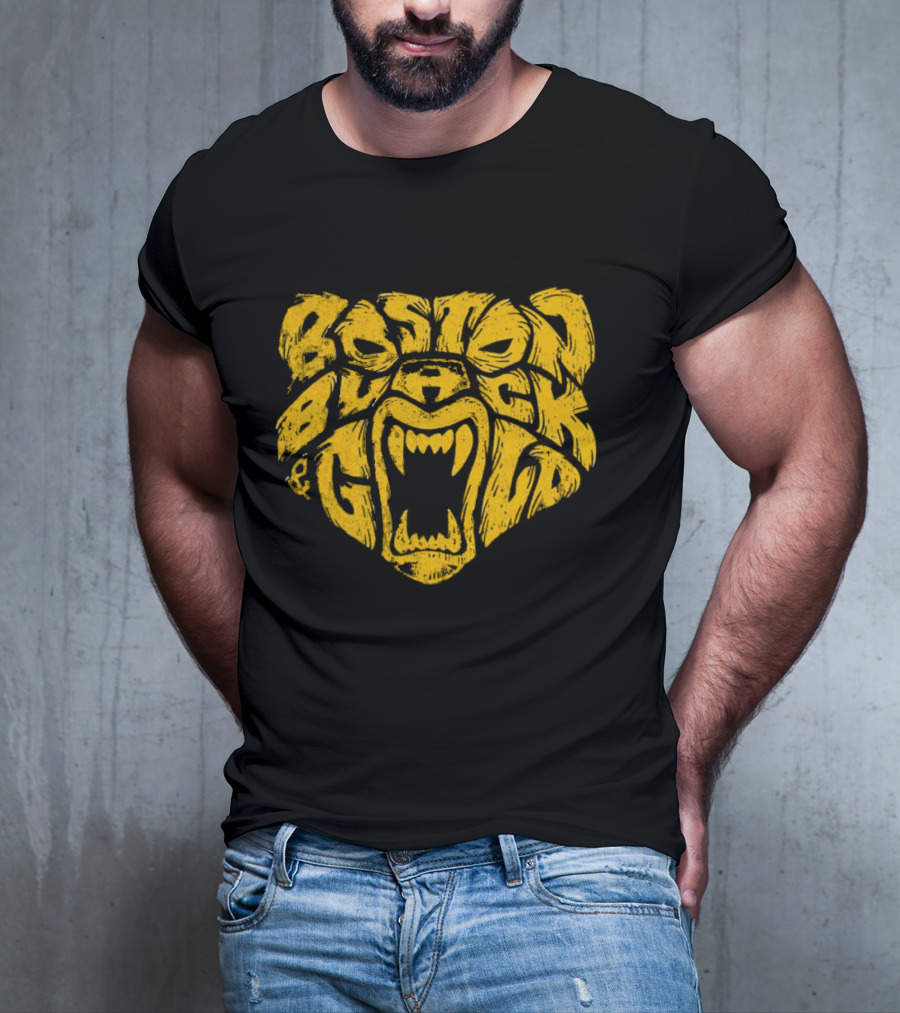 Boston Black And Gold Bear Face T-Shirt