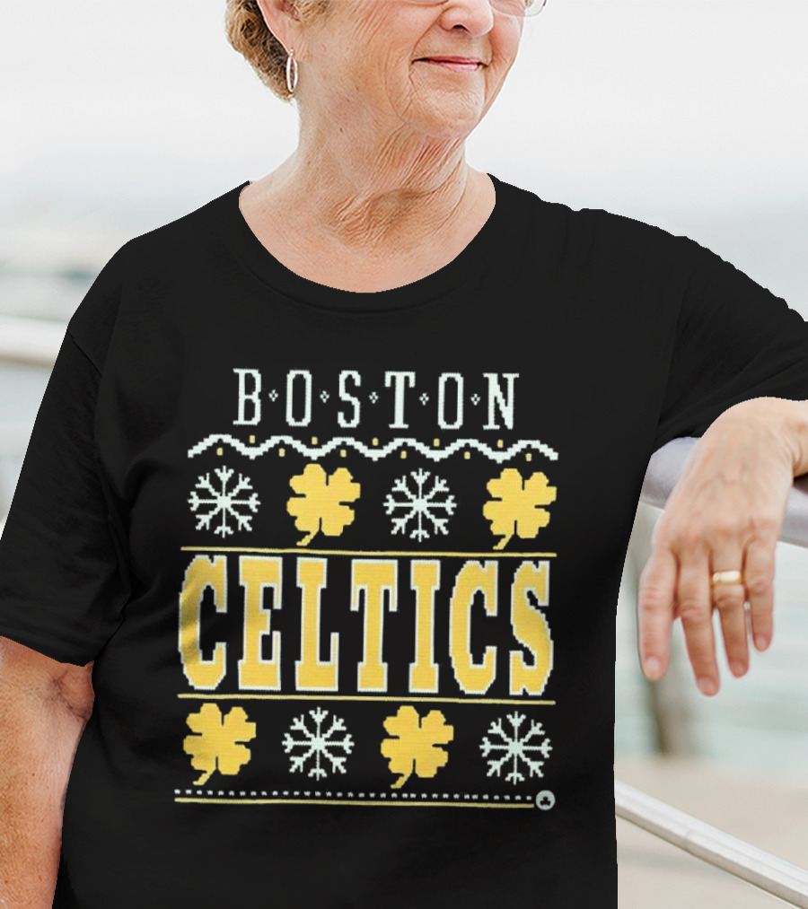 Boston Celtics Snowflakes And Shamrocks T-Shirt