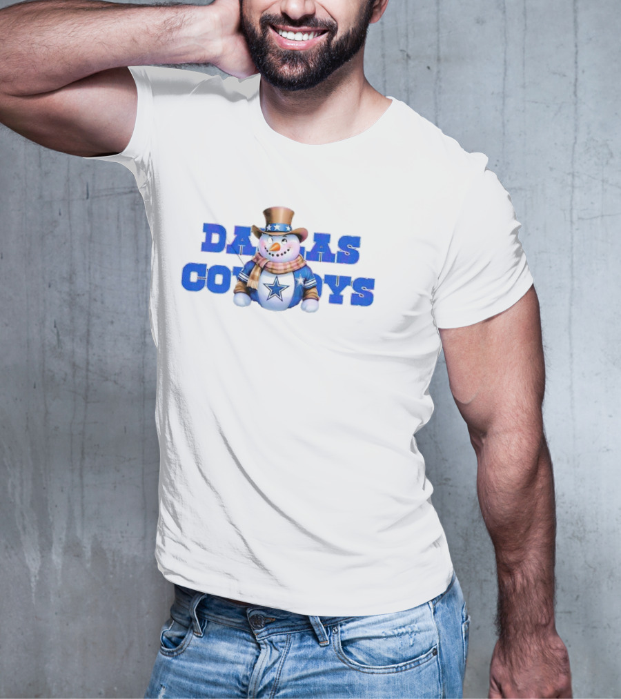 Dallas Cowboys Snowman Christmas Holiday Spirit T-Shirt