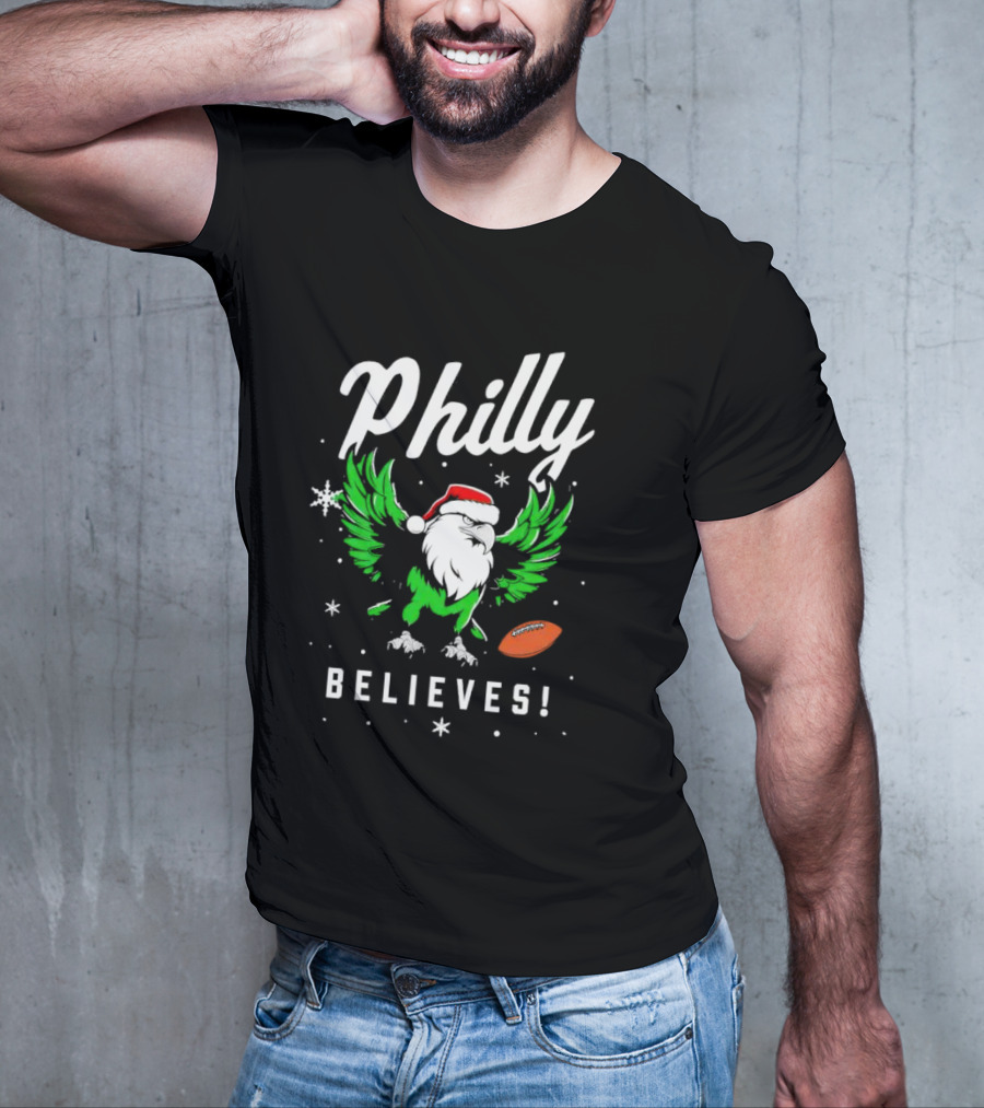 Philly Believes Christmas Eagles Football Santa T-Shirt