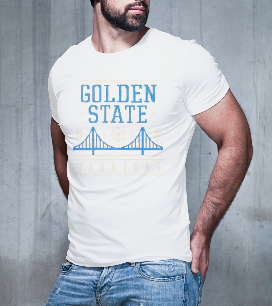 Golden State Warriors Snowflake Bridge Winter T-Shirt