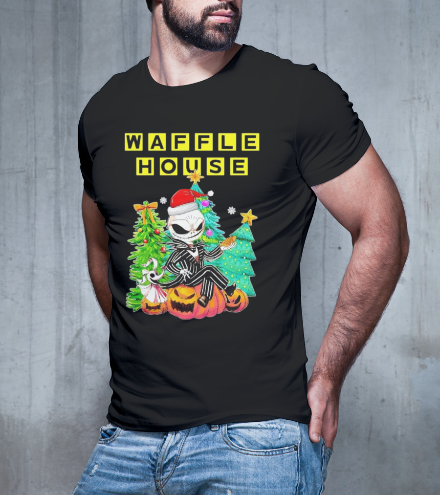 Waffle House Jack Skellington Christmas Tree Pumpkin T-Shirt