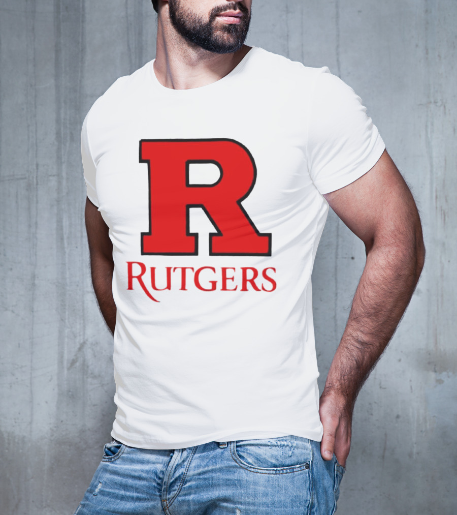 Rutgers University Red R Icon With Text T-Shirt