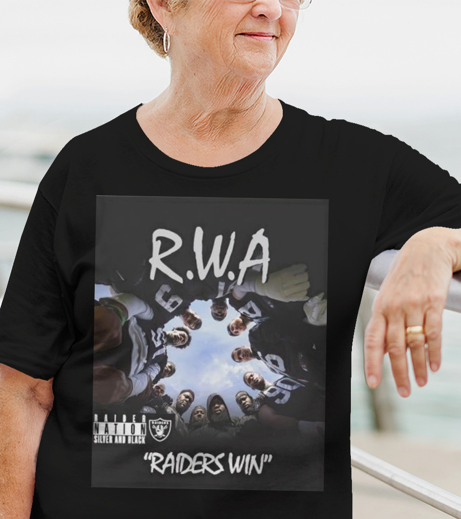 RWA Raider Nation Silver And Black Raiders Win T-Shirt