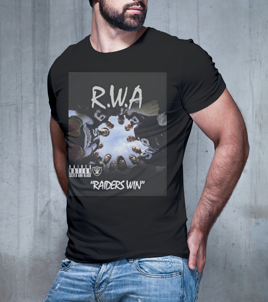 RWA Raider Nation Silver And Black Raiders Win T-Shirt