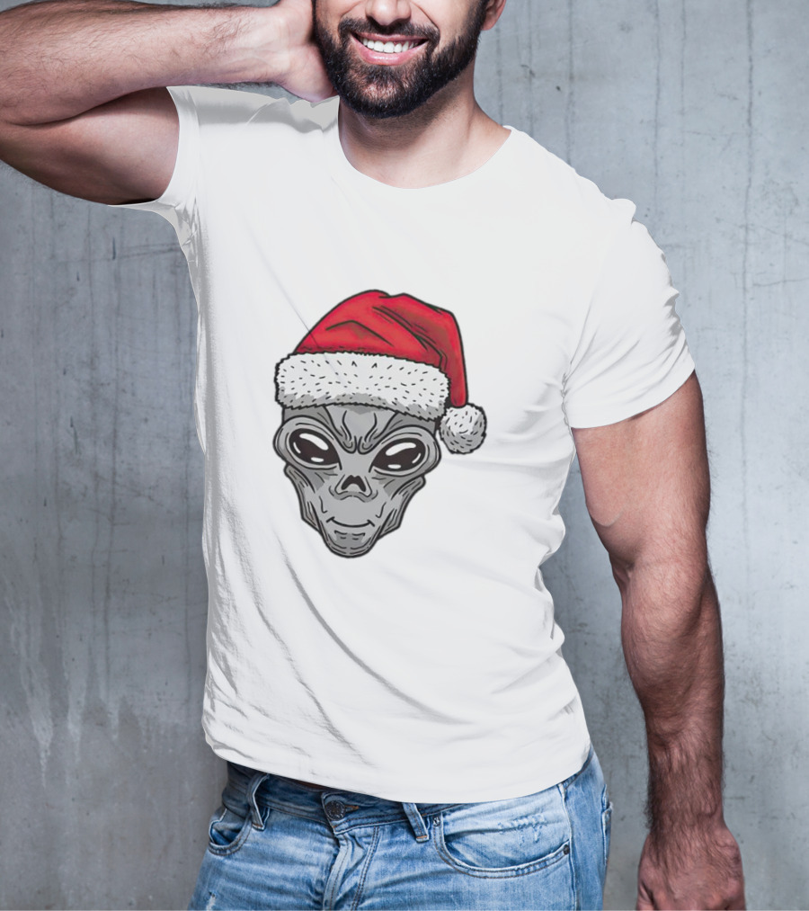 Santa Alien Christmas Hat Festive Extraterrestrial T-Shirt