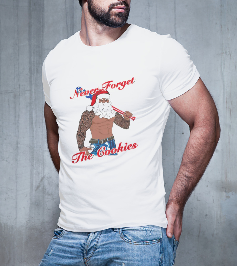 Tattoo Santa Never Forget The Cookies Christmas Holiday T-Shirt