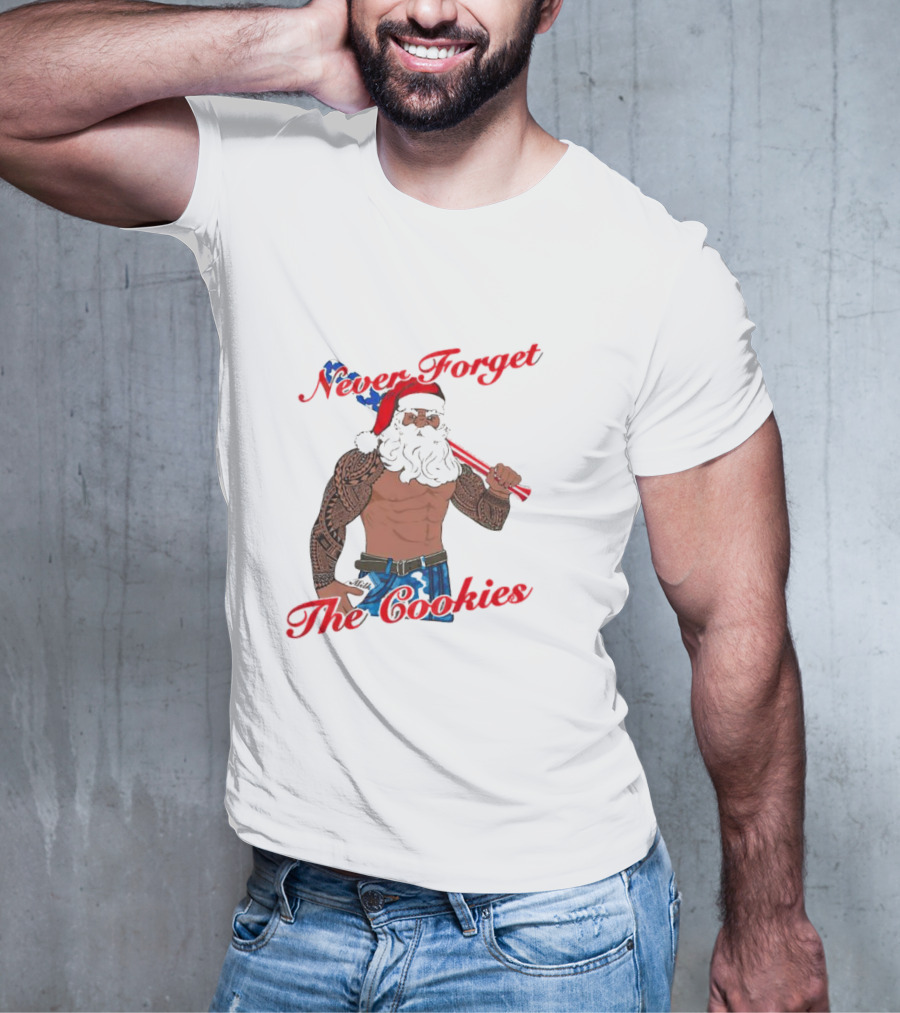 Tattoo Santa Never Forget The Cookies Christmas Holiday T-Shirt