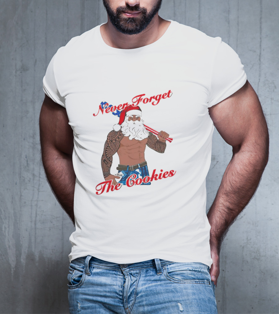 Tattoo Santa Never Forget The Cookies Christmas Holiday T-Shirt