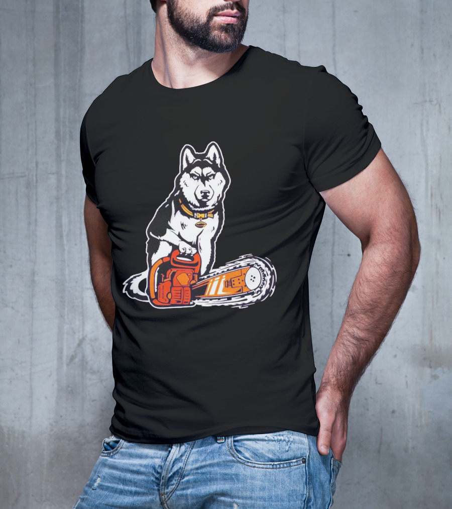 Washington Huskies Beaver Buster Chainsaw Dog T-Shirt