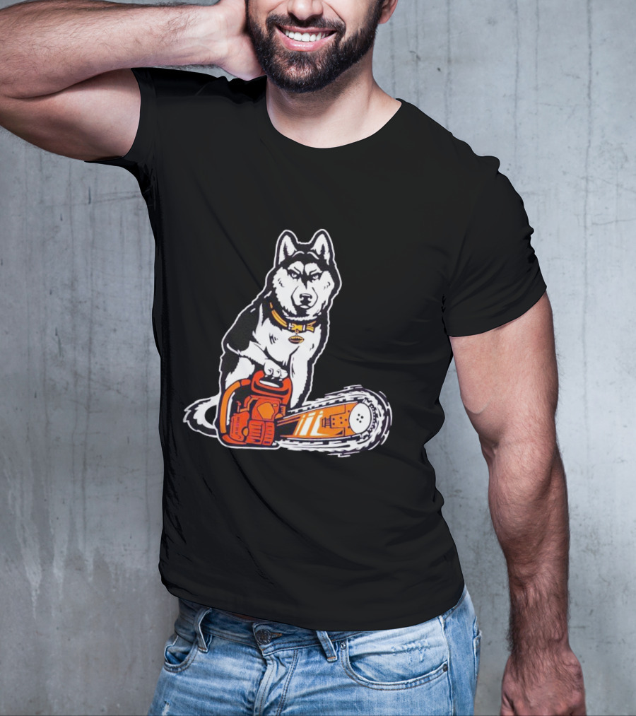 Washington Huskies Beaver Buster Chainsaw Dog T-Shirt