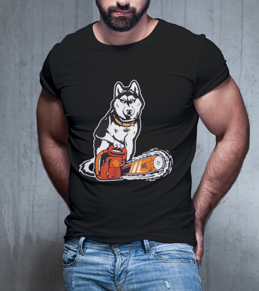 Washington Huskies Beaver Buster Chainsaw Dog T-Shirt