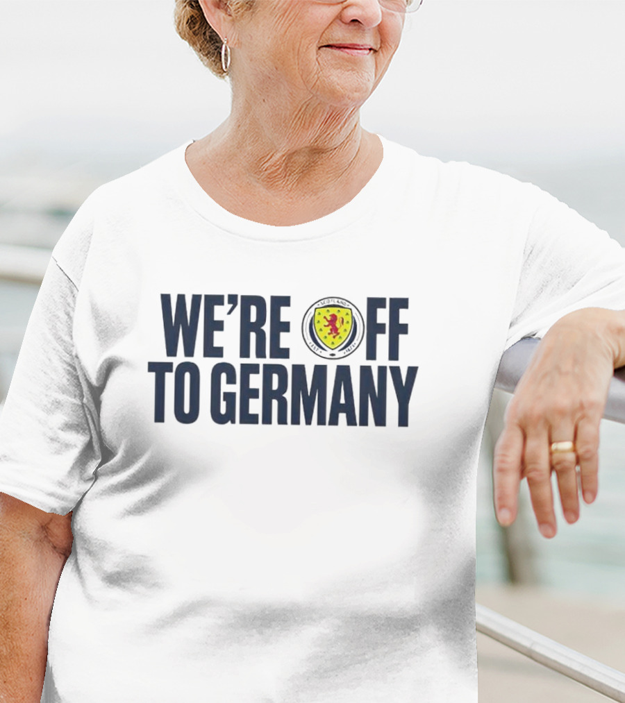 WE’RE OFF TO GERMANY Scottish Football Badge T-Shirt