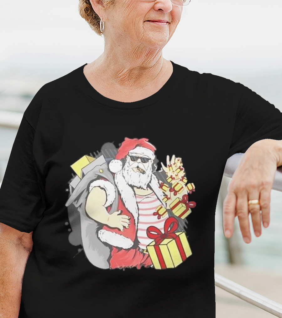 Santa Claus Cool Christmas Peace Sign Holiday Delivery T-Shirt