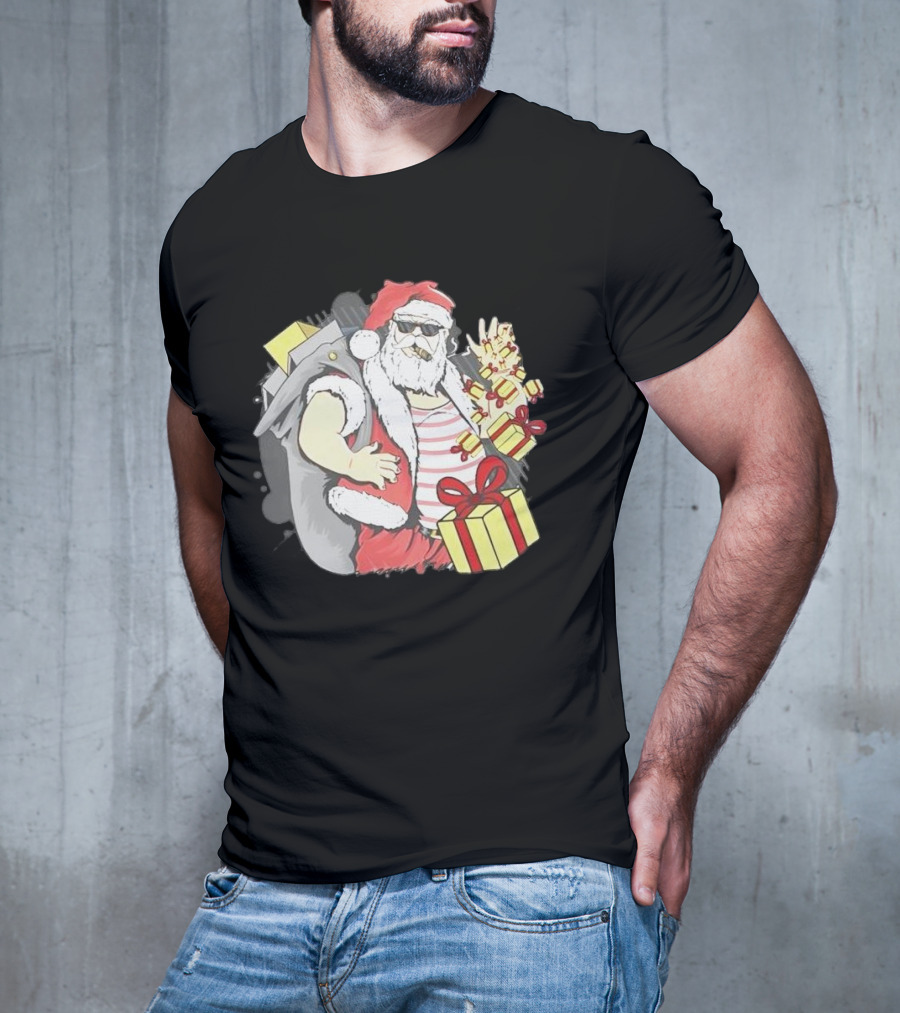Santa Claus Cool Christmas Peace Sign Holiday Delivery T-Shirt