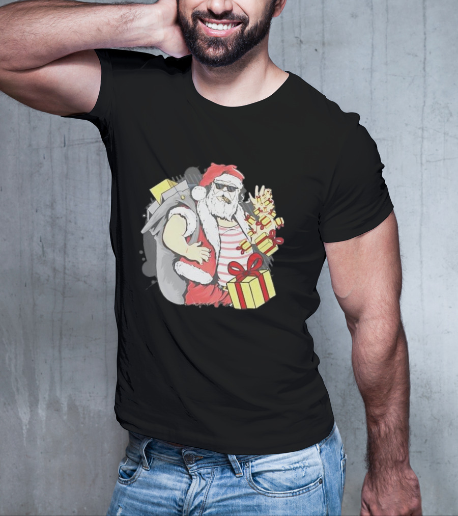 Santa Claus Cool Christmas Peace Sign Holiday Delivery T-Shirt