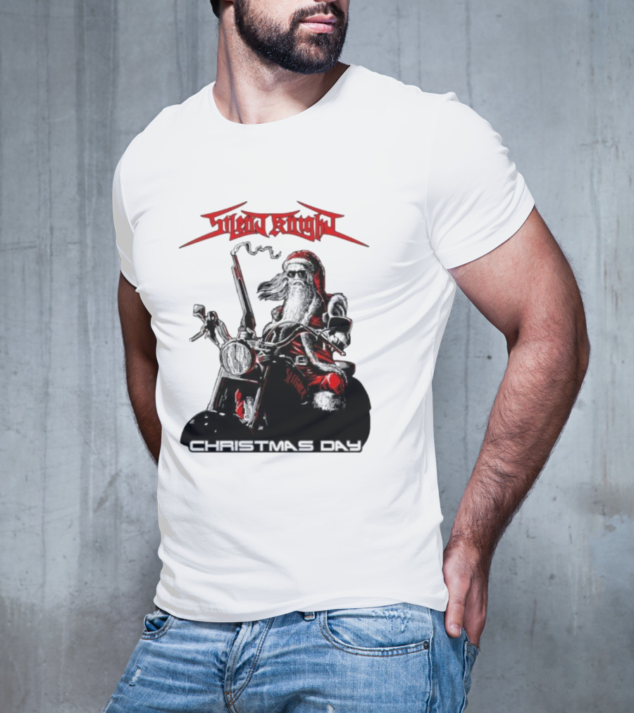 Silent Knight Santa Riding Motorcycle Christmas Day T-Shirt