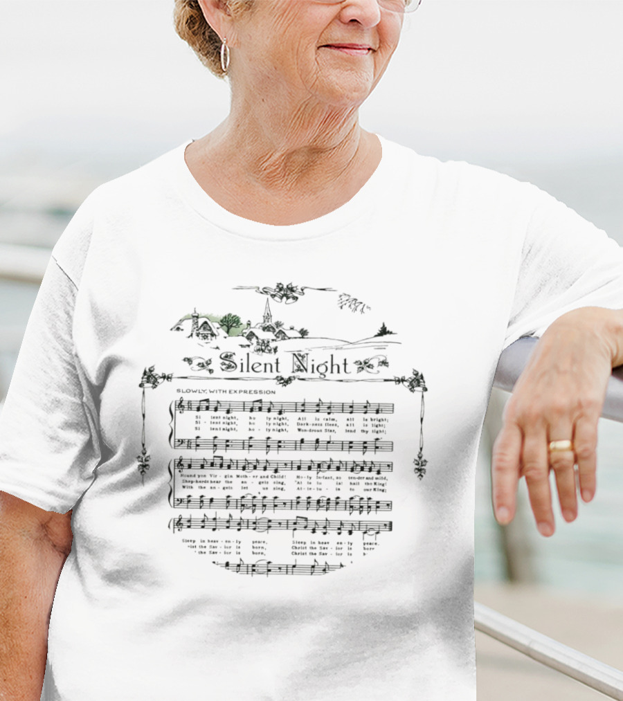 Silent Night Sheet Music Christmas Carol Lyrics T-Shirt