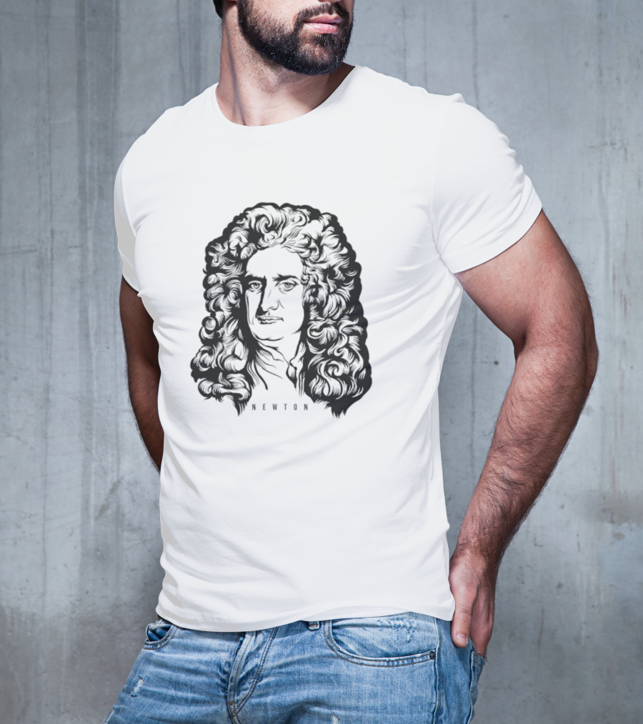 Newton Monochrome Portrait With Curling Hair T-Shirt