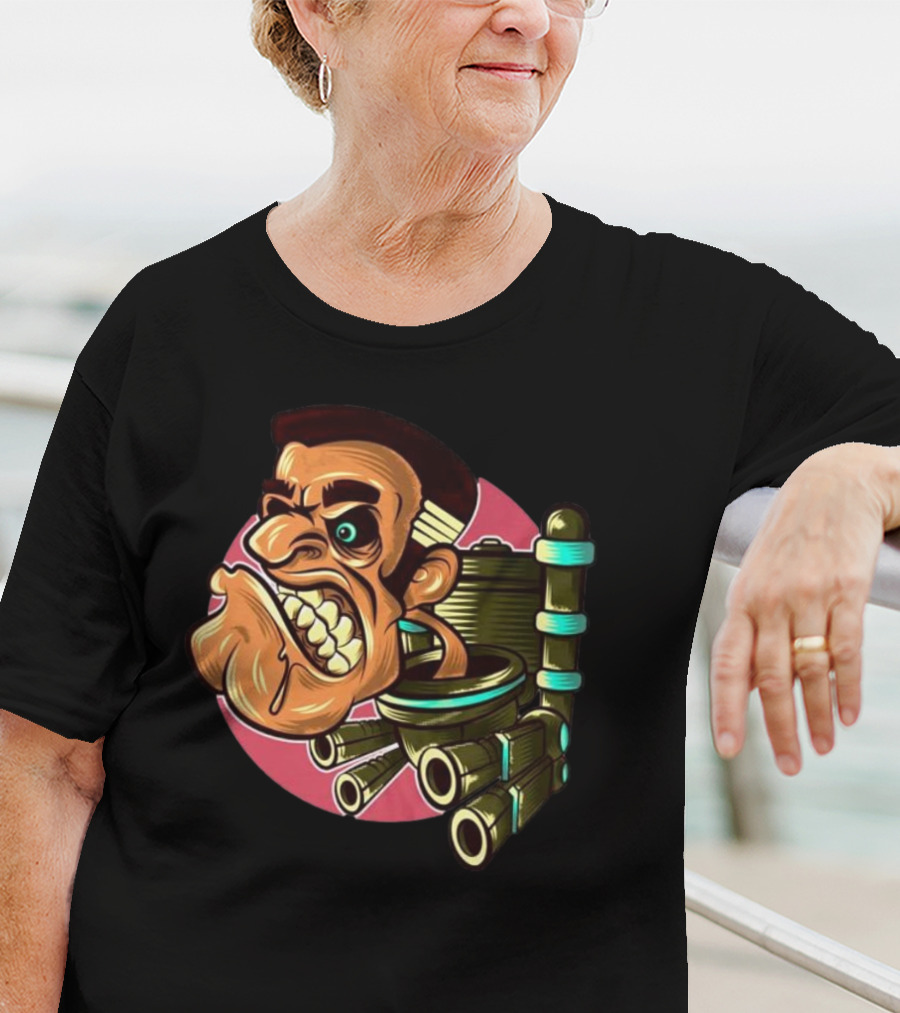 Skibidi Toilet Meme Angry Gritty Face T-Shirt