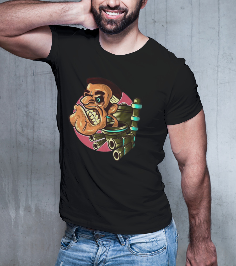 Skibidi Toilet Meme Angry Gritty Face T-Shirt