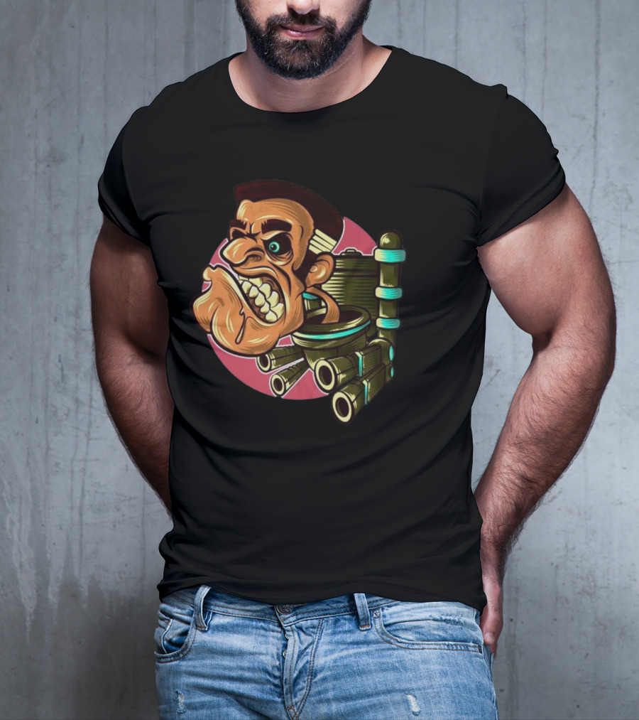 Skibidi Toilet Meme Angry Gritty Face T-Shirt