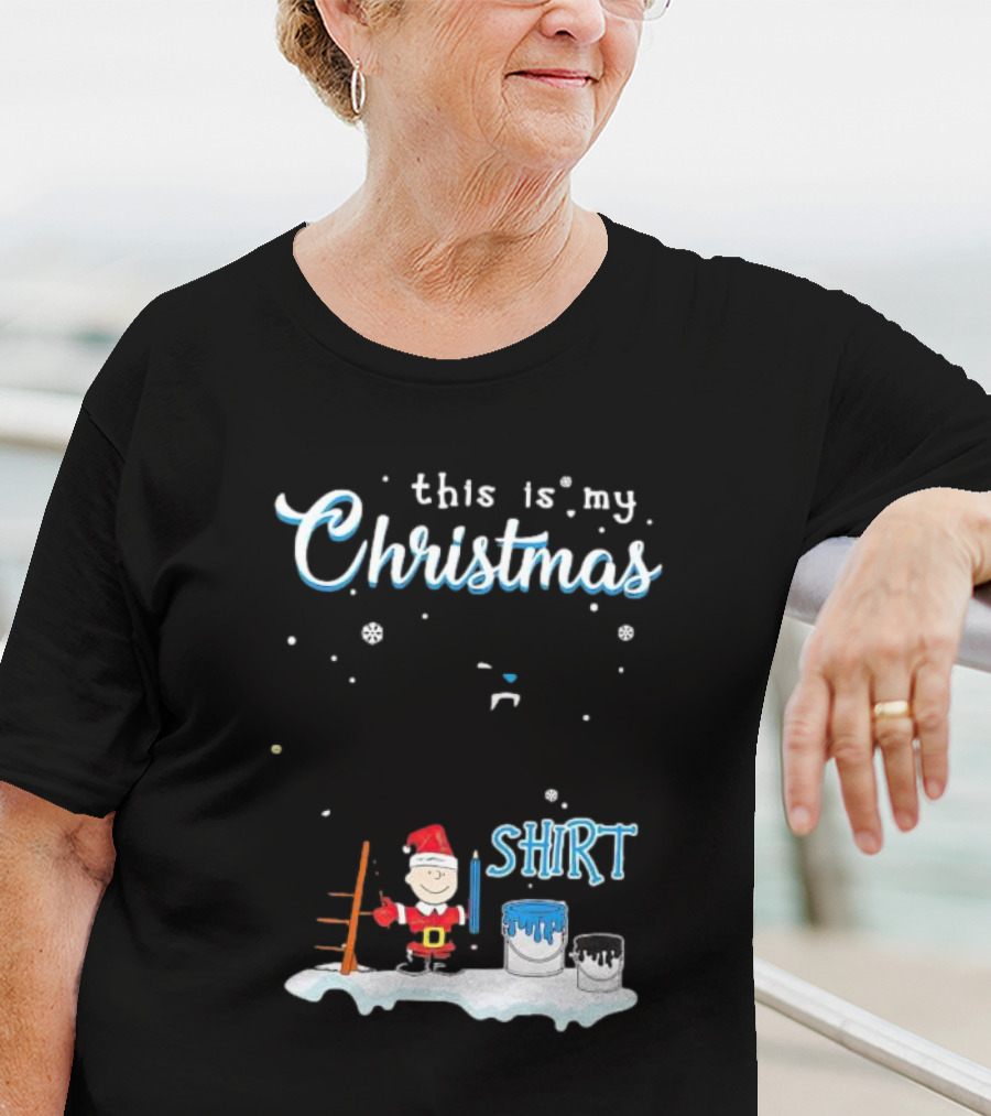 Snoopy And Charlie Brown This Is My Christmas Carolina Panthers T-Shirt
