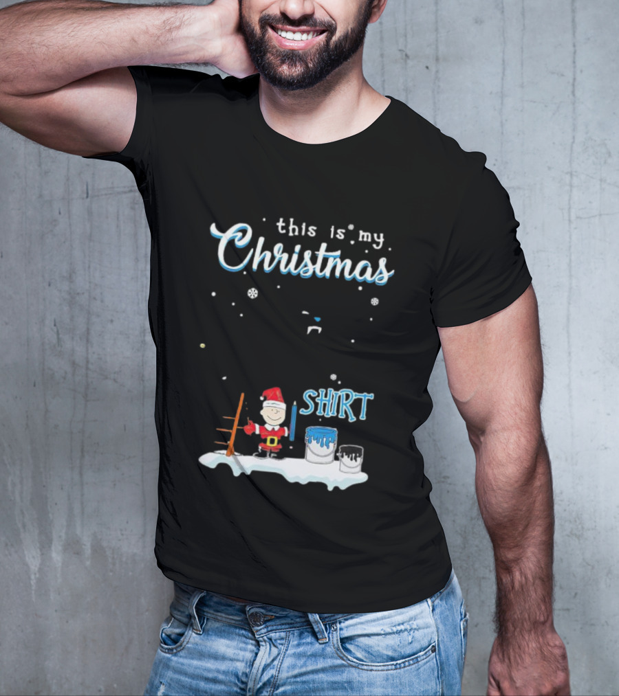 Snoopy And Charlie Brown This Is My Christmas Carolina Panthers T-Shirt