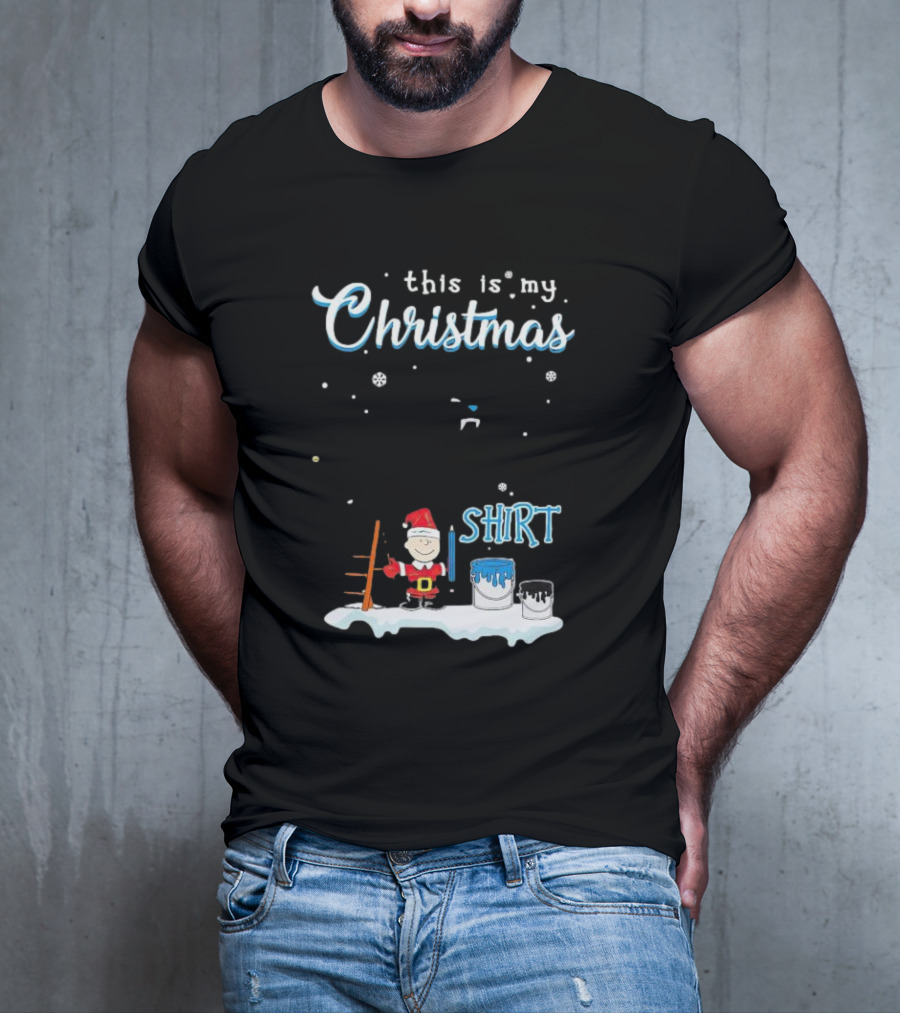 Snoopy And Charlie Brown This Is My Christmas Carolina Panthers T-Shirt