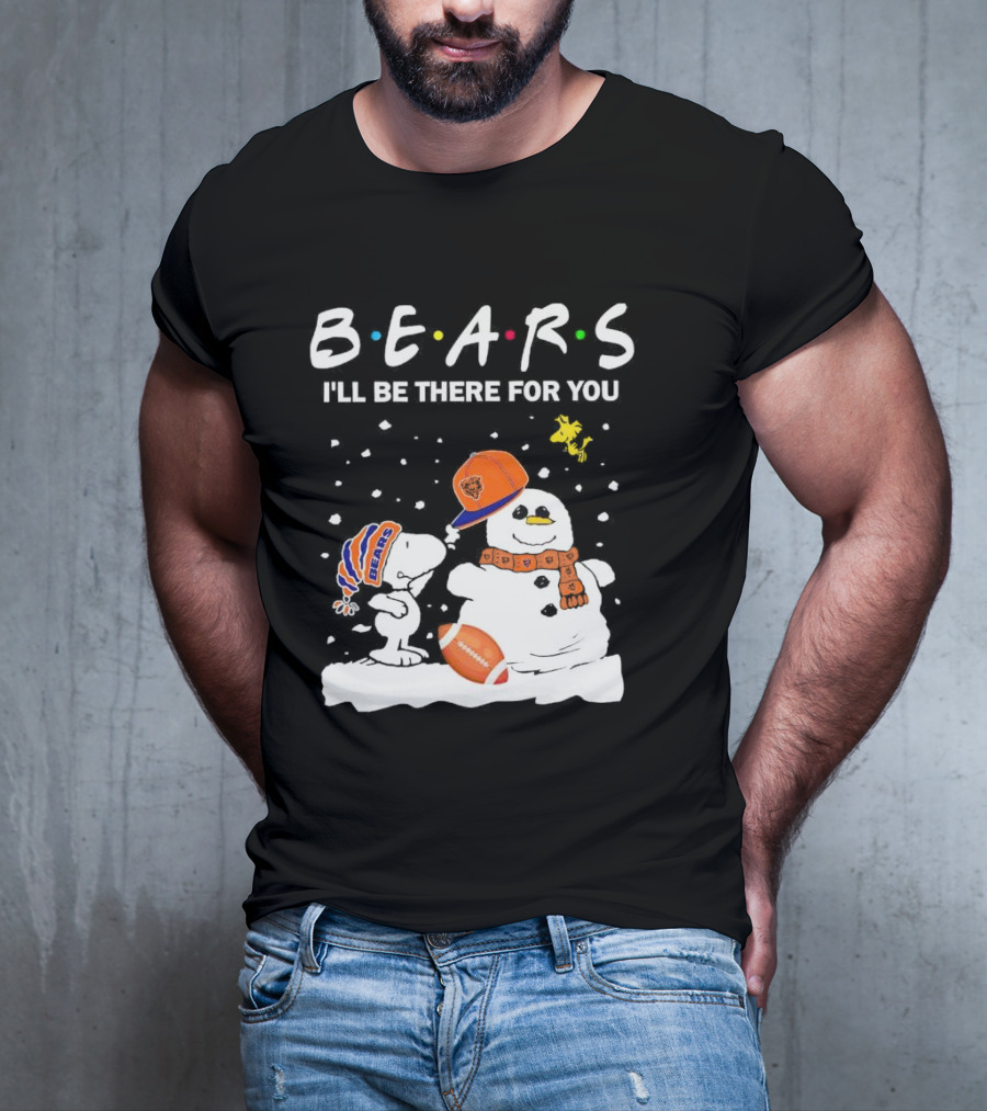 Snoopy And Snowman Chicago Bears I'll Be There For You Christmas Football T-Shirt