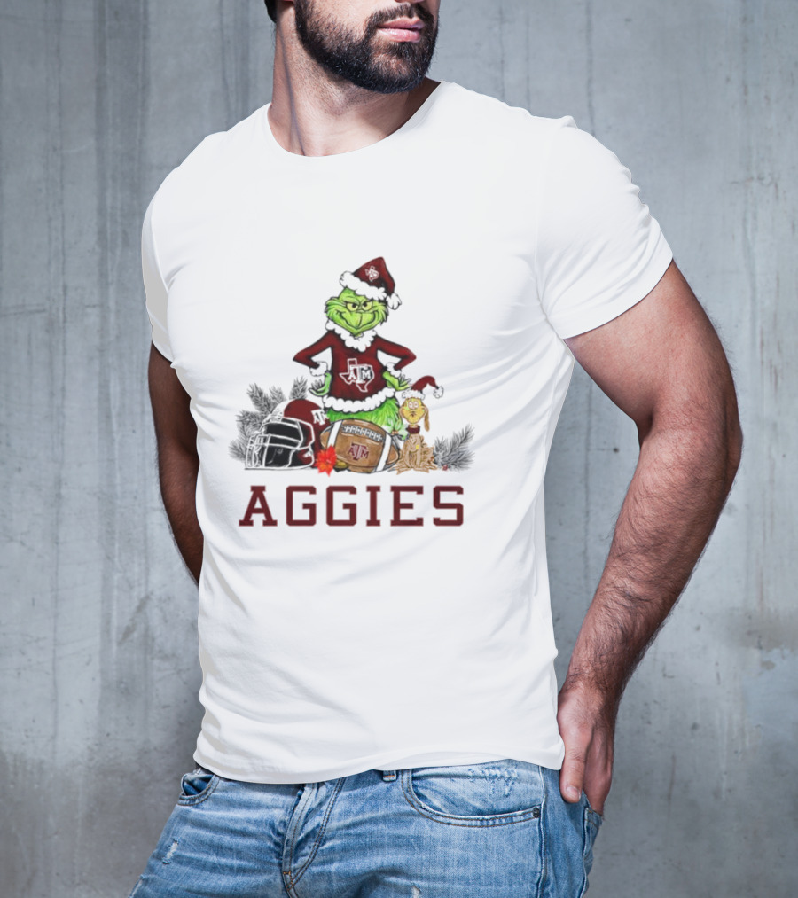 Texas A&M Aggies Grinch Max Dog Christmas Football Humor T-Shirt