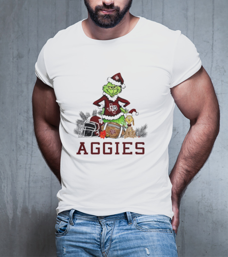 Texas A&M Aggies Grinch Max Dog Christmas Football Humor T-Shirt