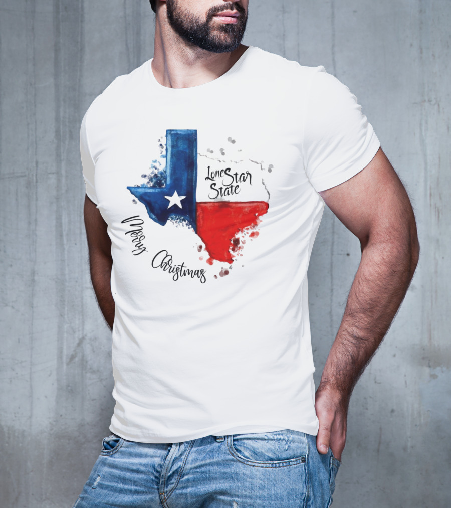 Texas Flag Lone Star State Merry Christmas T-Shirt