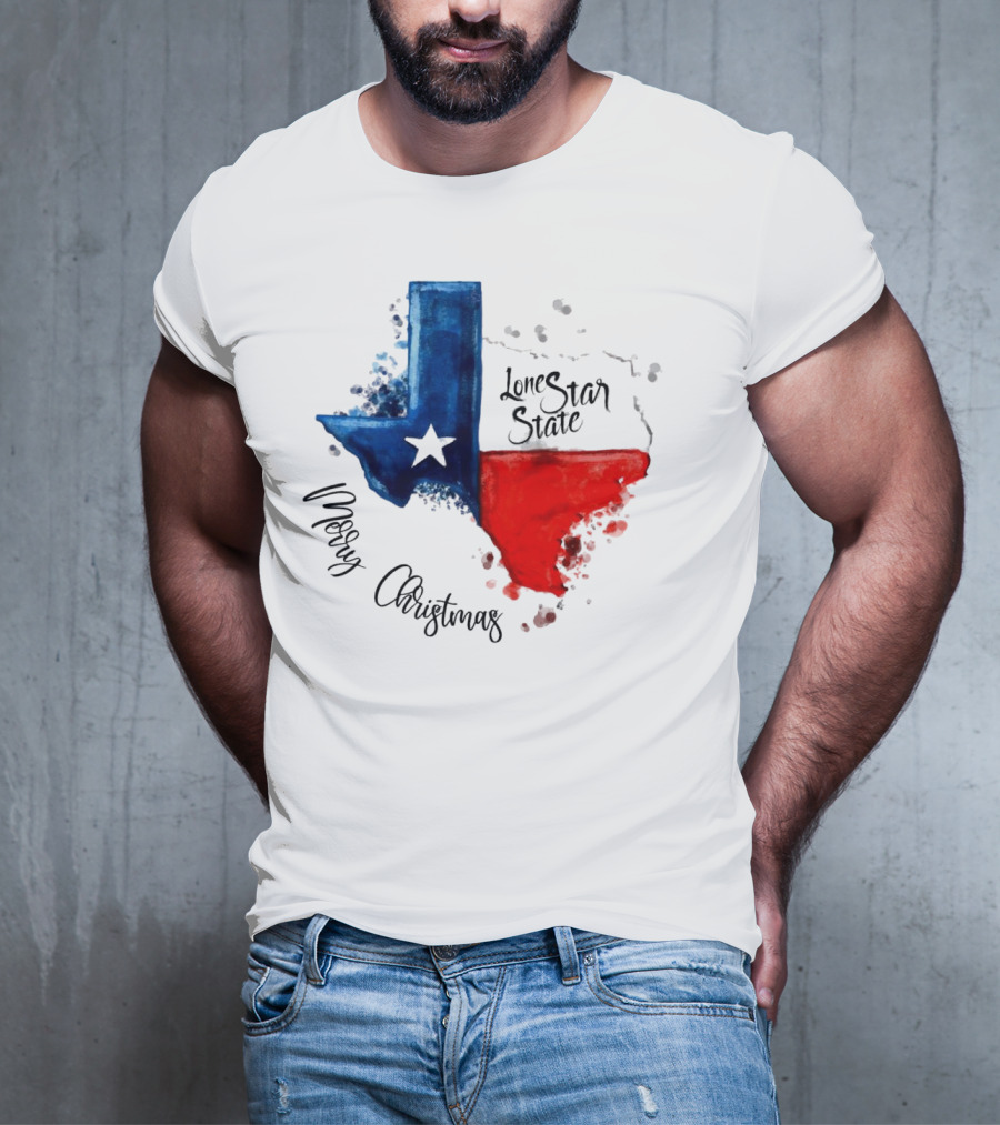 Texas Flag Lone Star State Merry Christmas T-Shirt