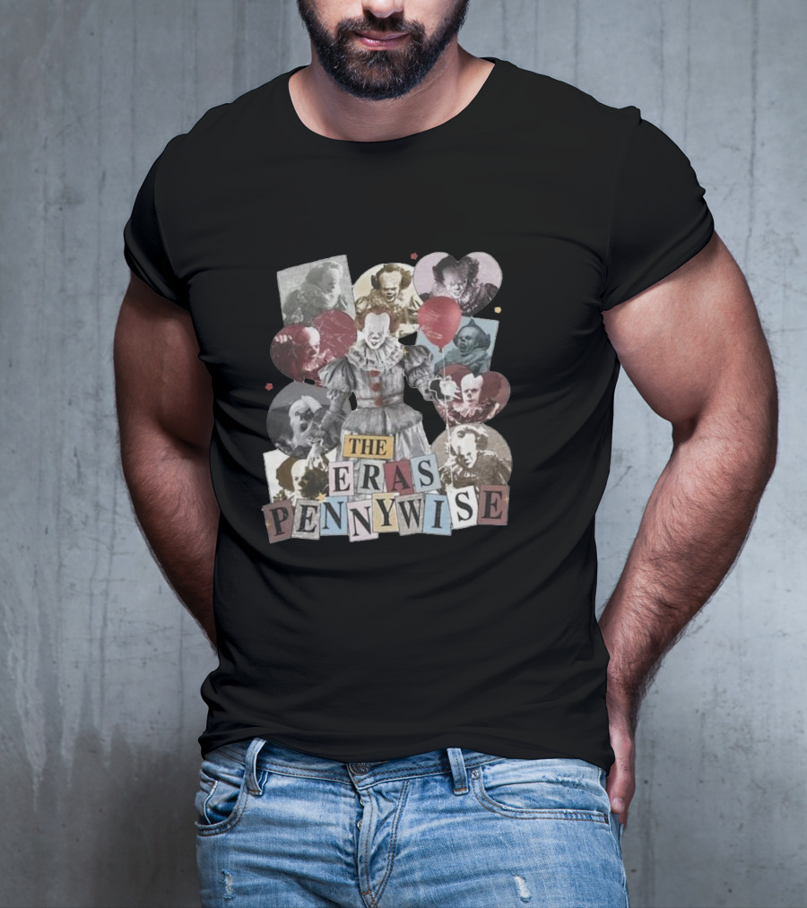 The Eras Pennywise Clown Evolution Multicolor Collage T-Shirt