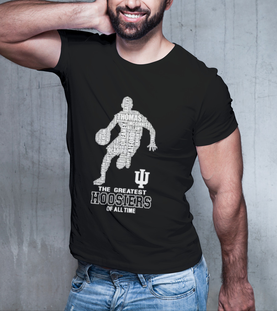 The Greatest Hoosiers Of All Time Basketball Legends Silhouette With IU T-Shirt