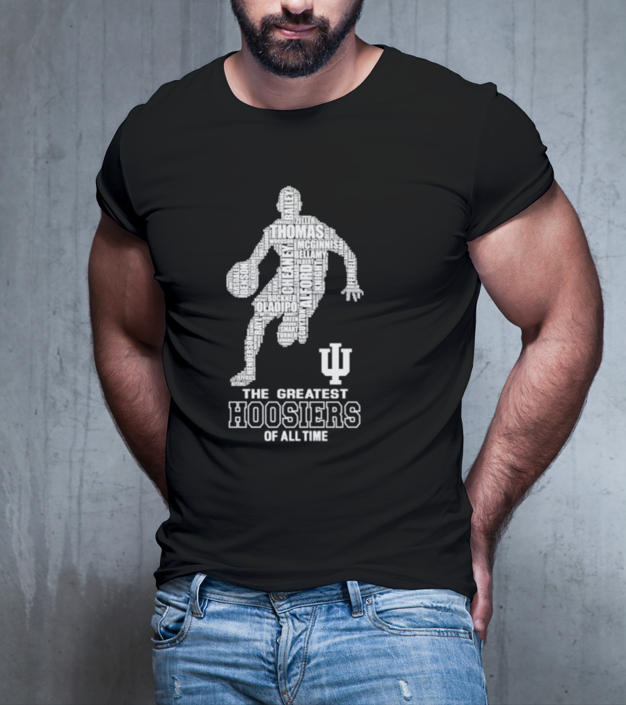 The Greatest Hoosiers Of All Time Basketball Legends Silhouette With IU T-Shirt