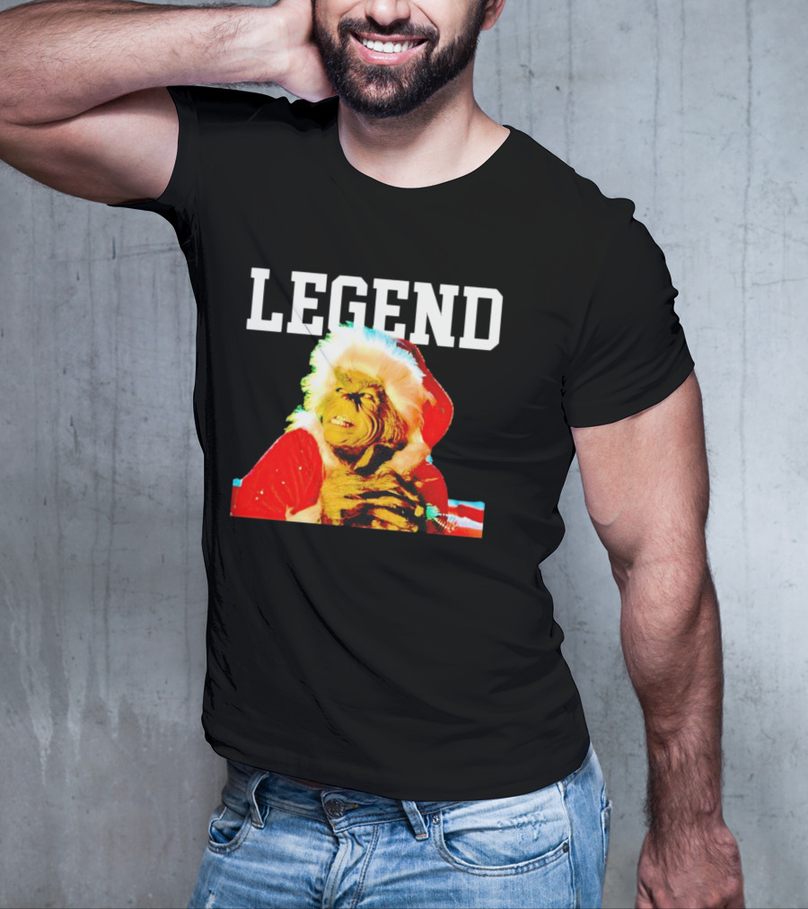Grinch In Santa Outfit With Legend Text Christmas T-Shirt